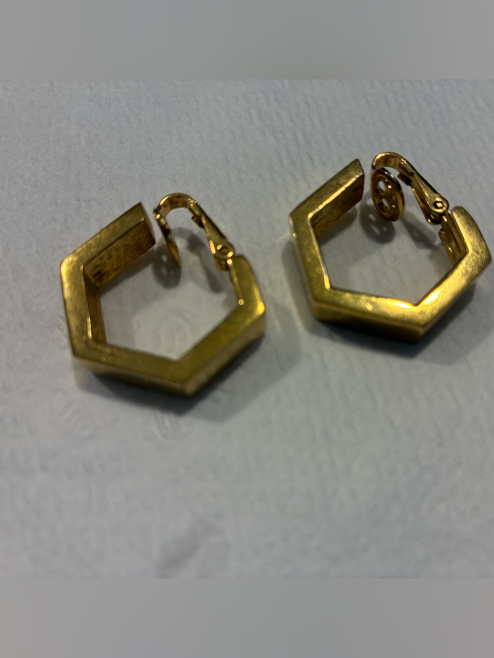 Trifari Gold Hexagon Clip-On Hoop Earrings - Women Jewelry
